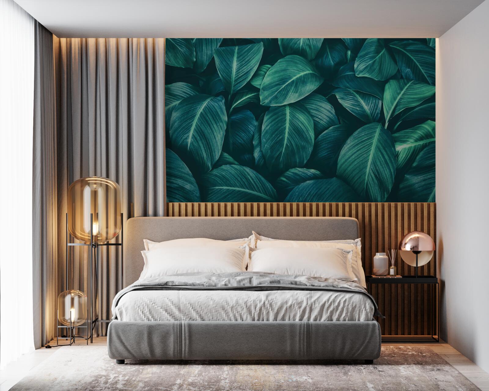 Фотошпалери листя папороті має яскравий смарагдовий колір