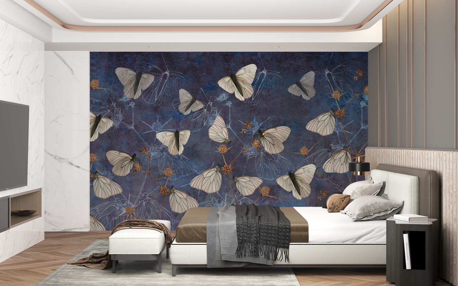 Фотошпалери білі метелики під час вегетації