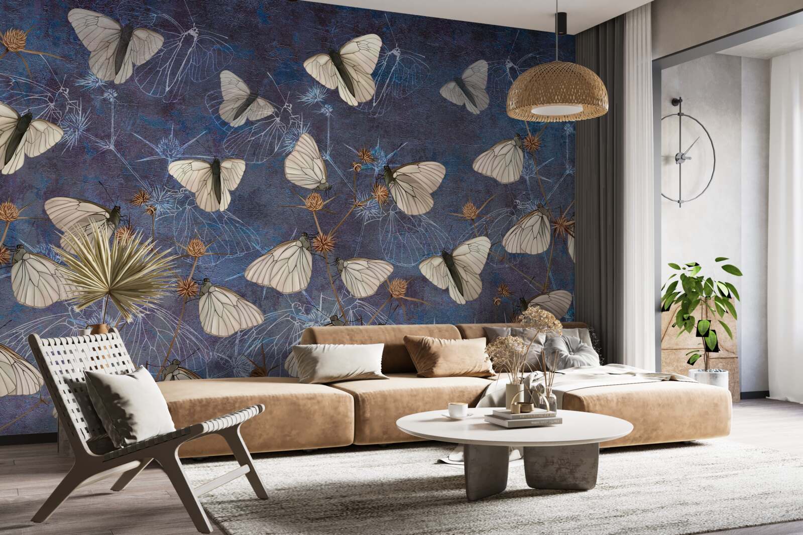 Фотошпалери білі метелики під час вегетації