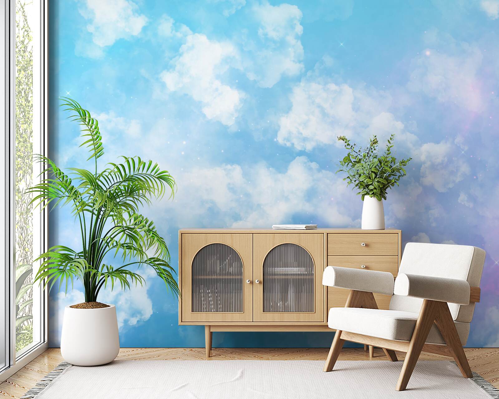 Фотошпалери небосхил, що радує око своєю яскравістю і білосніжними хмарами