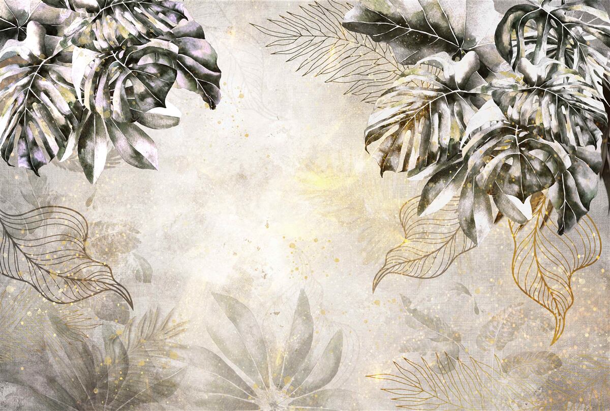 Фотошпалери осіння композиція включає велике листя монстери