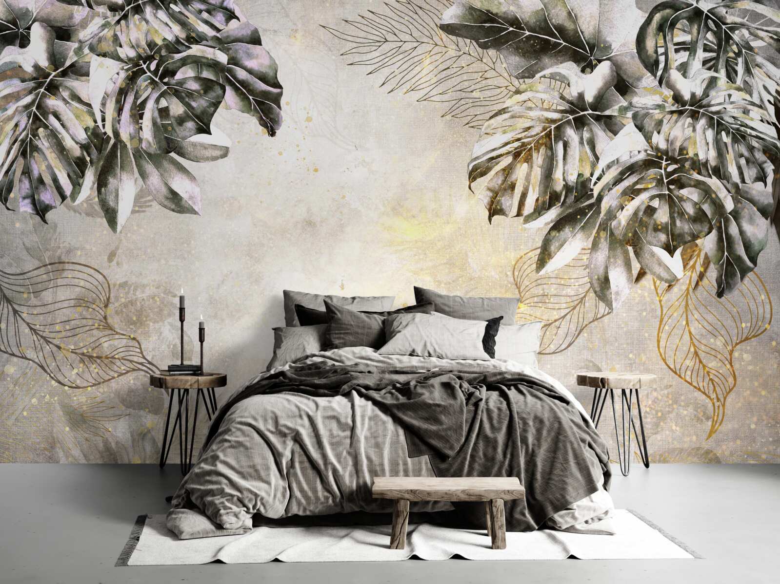 Фотошпалери осіння композиція включає велике листя монстери