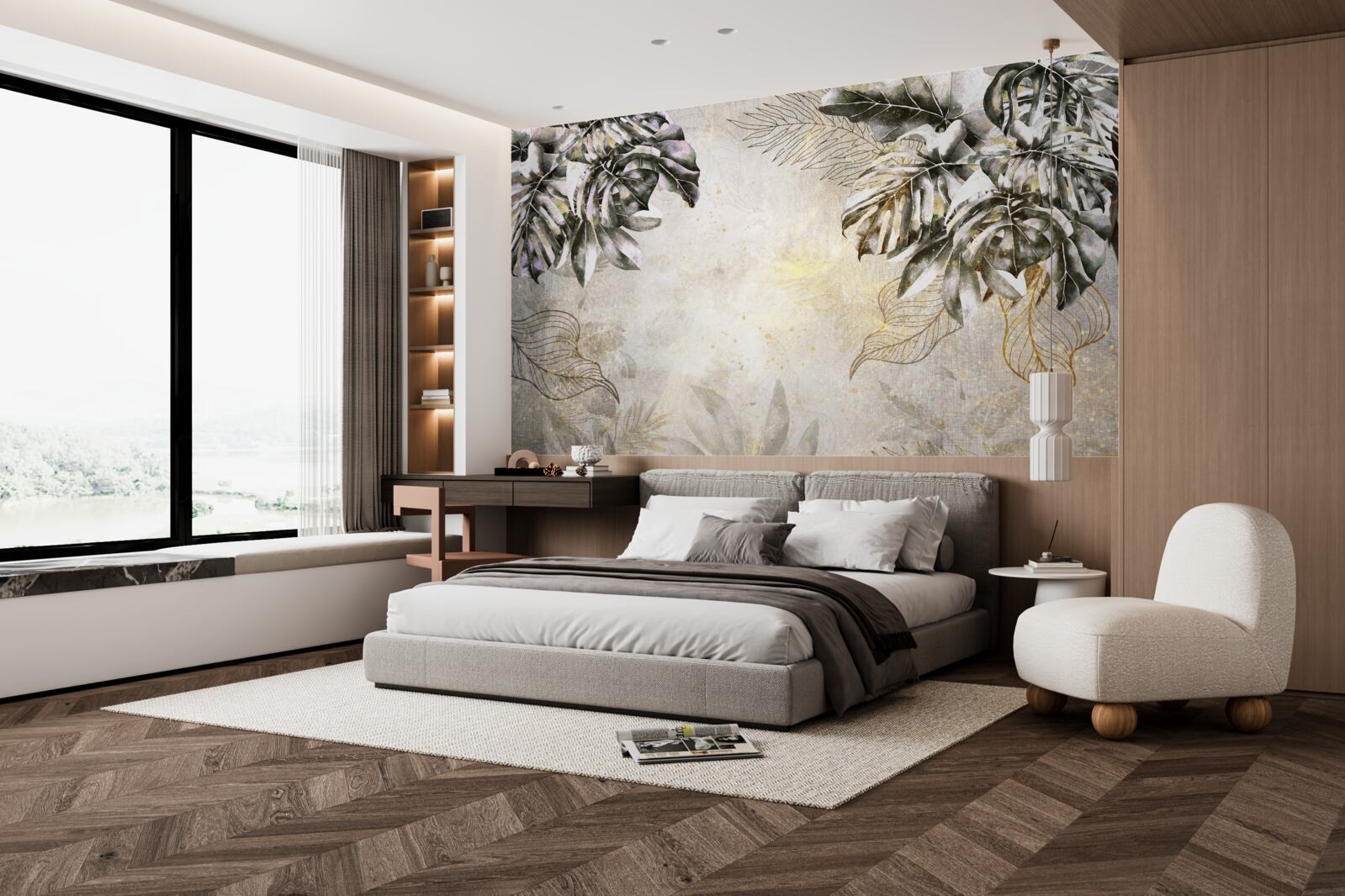 Фотошпалери осіння композиція включає велике листя монстери