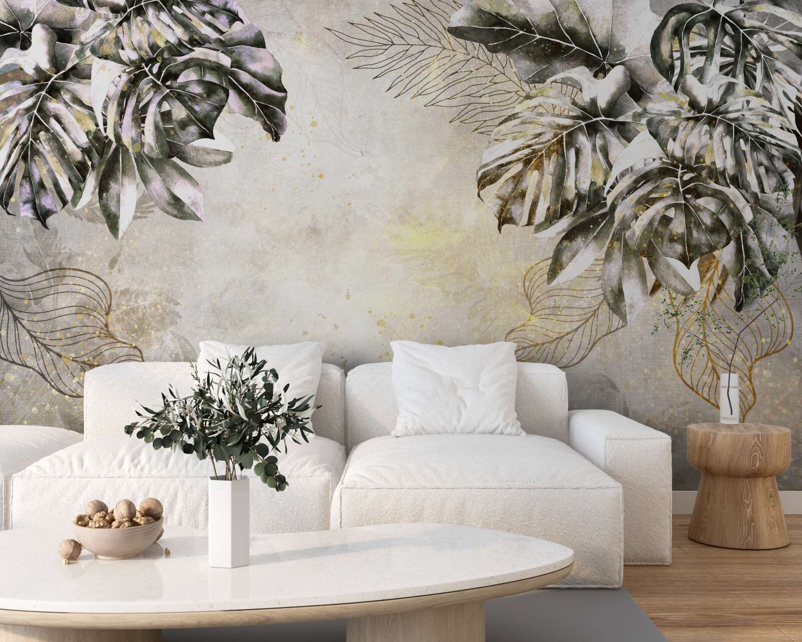 Фотошпалери осіння композиція включає велике листя монстери