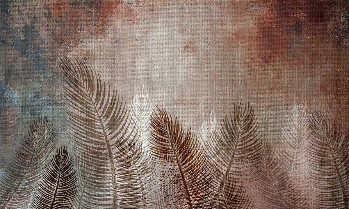 Фотошпалери пальмове листя в осінній палітрі має пухнастий вигляд