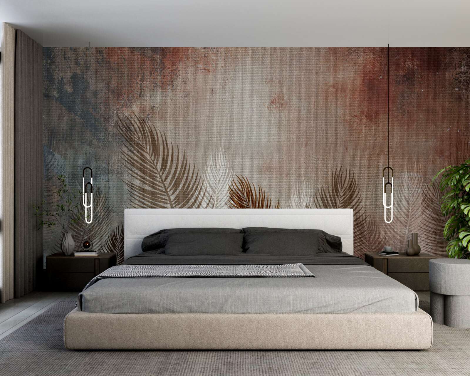 Фотошпалери пальмове листя в осінній палітрі має пухнастий вигляд