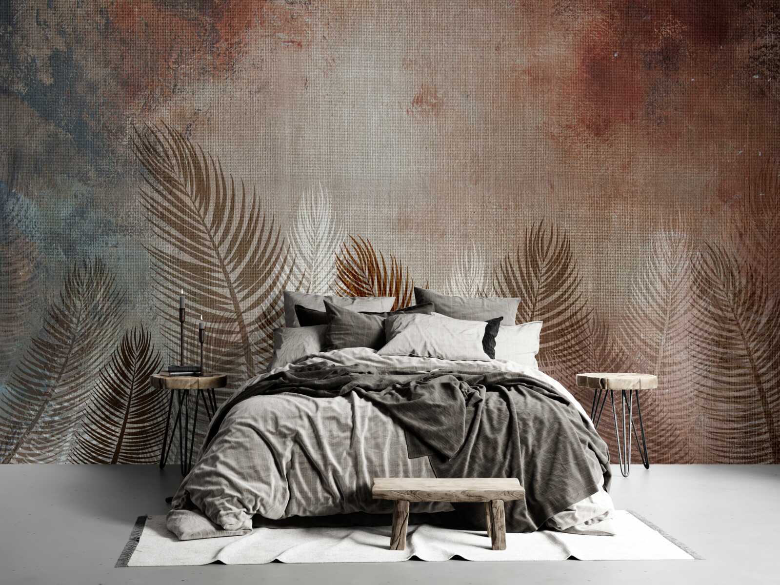 Фотошпалери пальмове листя в осінній палітрі має пухнастий вигляд