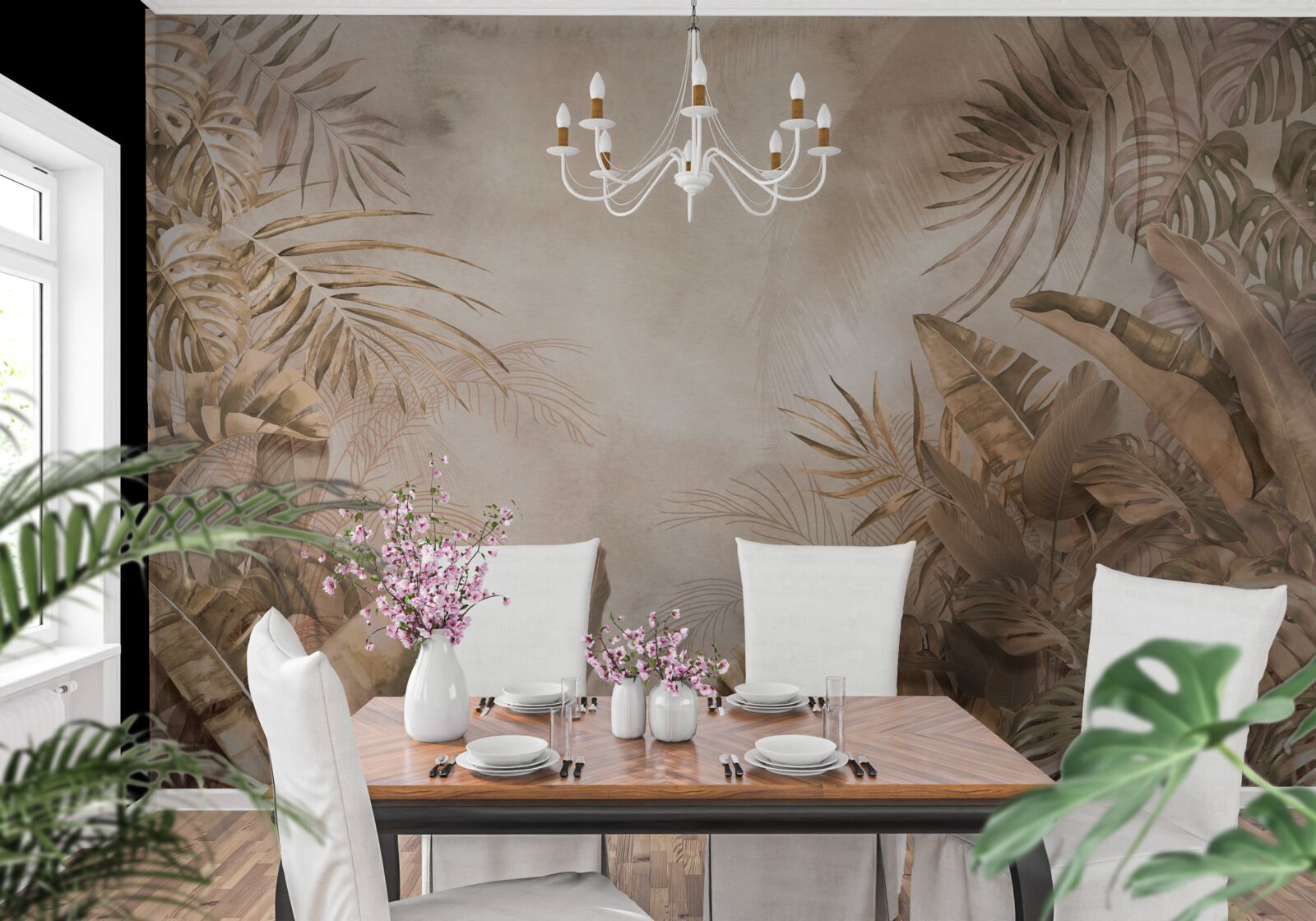 Фотошпалери монстера та пальми ростуть у тропічних лісах