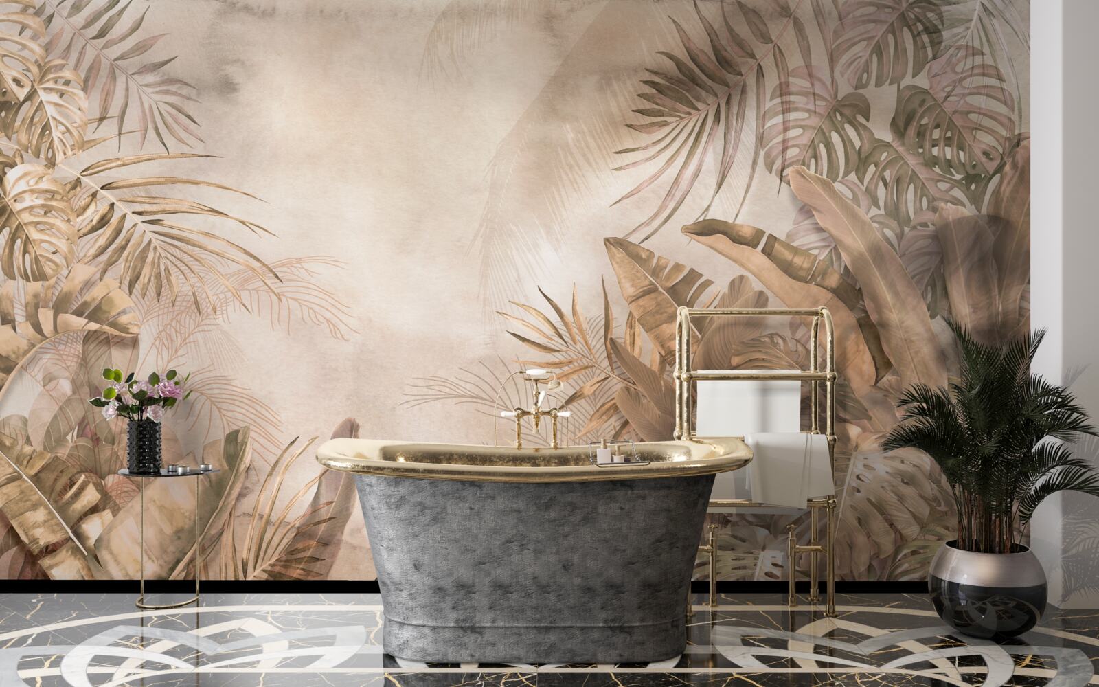 Фотошпалери монстера та пальми ростуть у тропічних лісах