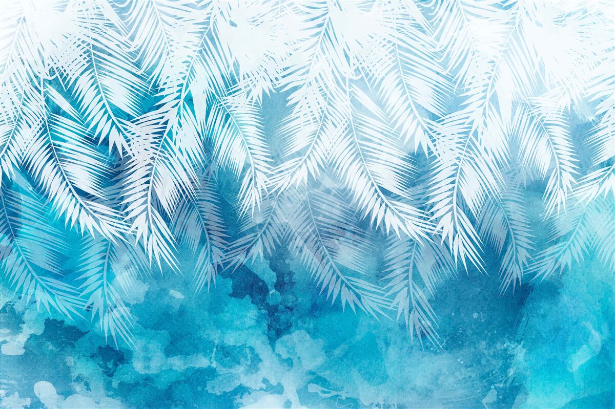 Фотошпалери біле листя папороті на зимовому тлі