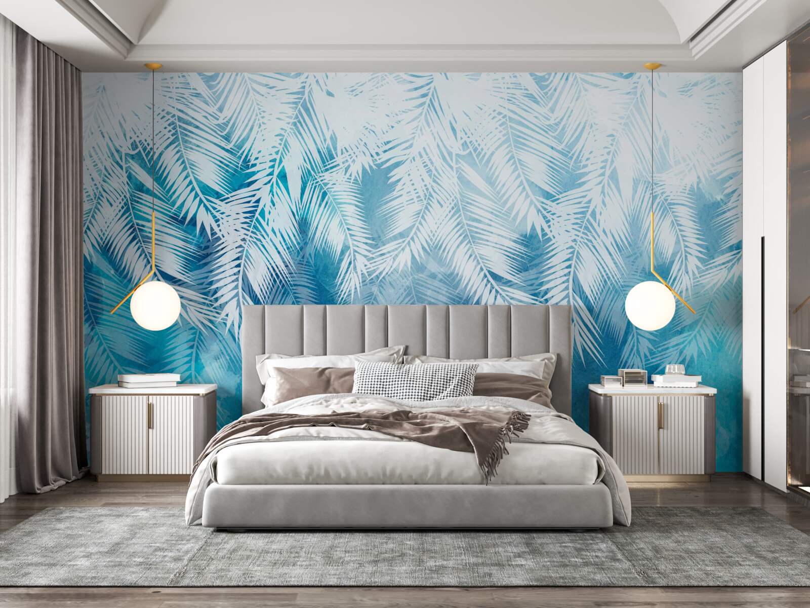 Фотошпалери біле листя папороті на зимовому тлі