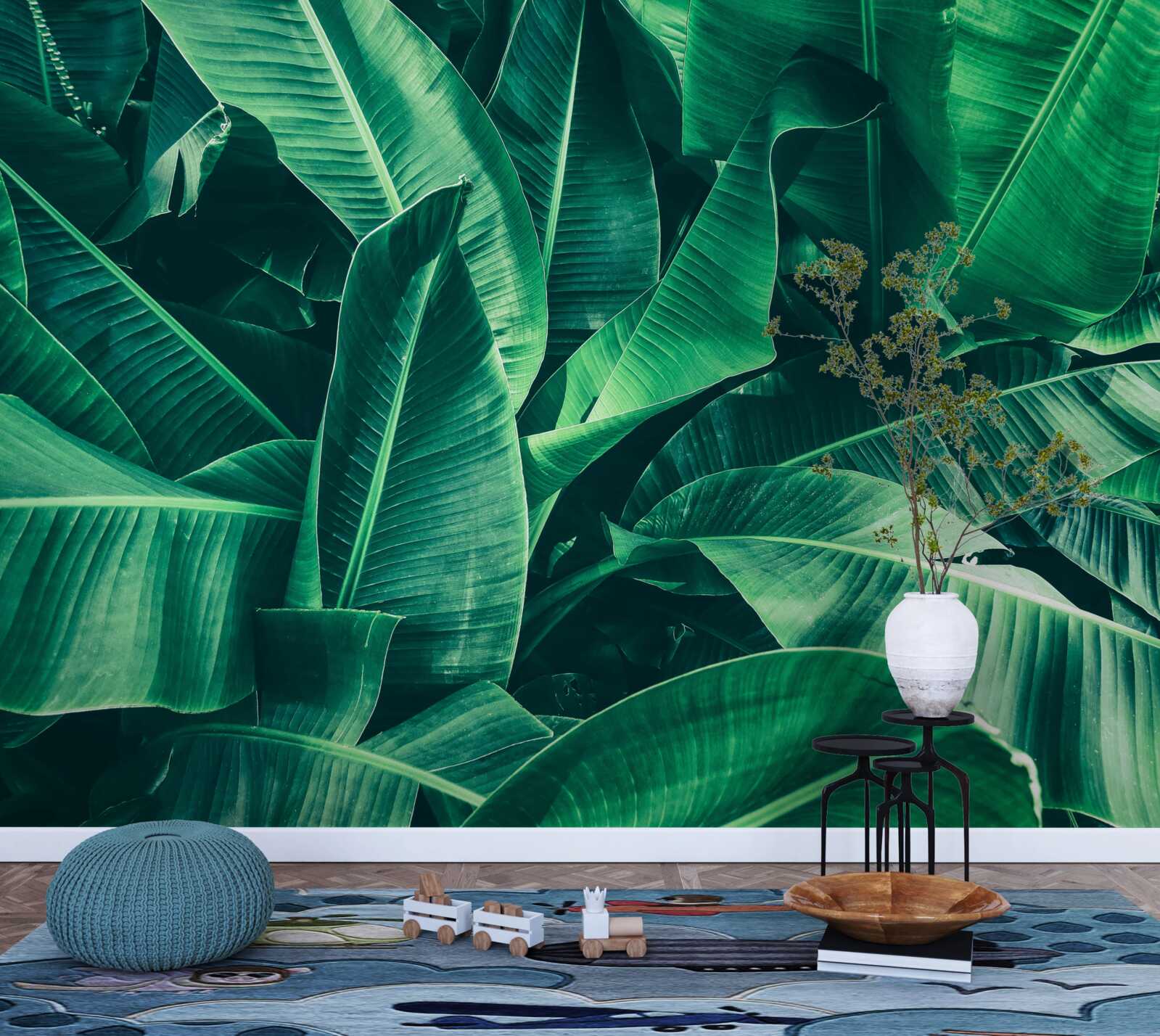 Фотошпалери тропічна рослинність зі смарагдовим відтінком