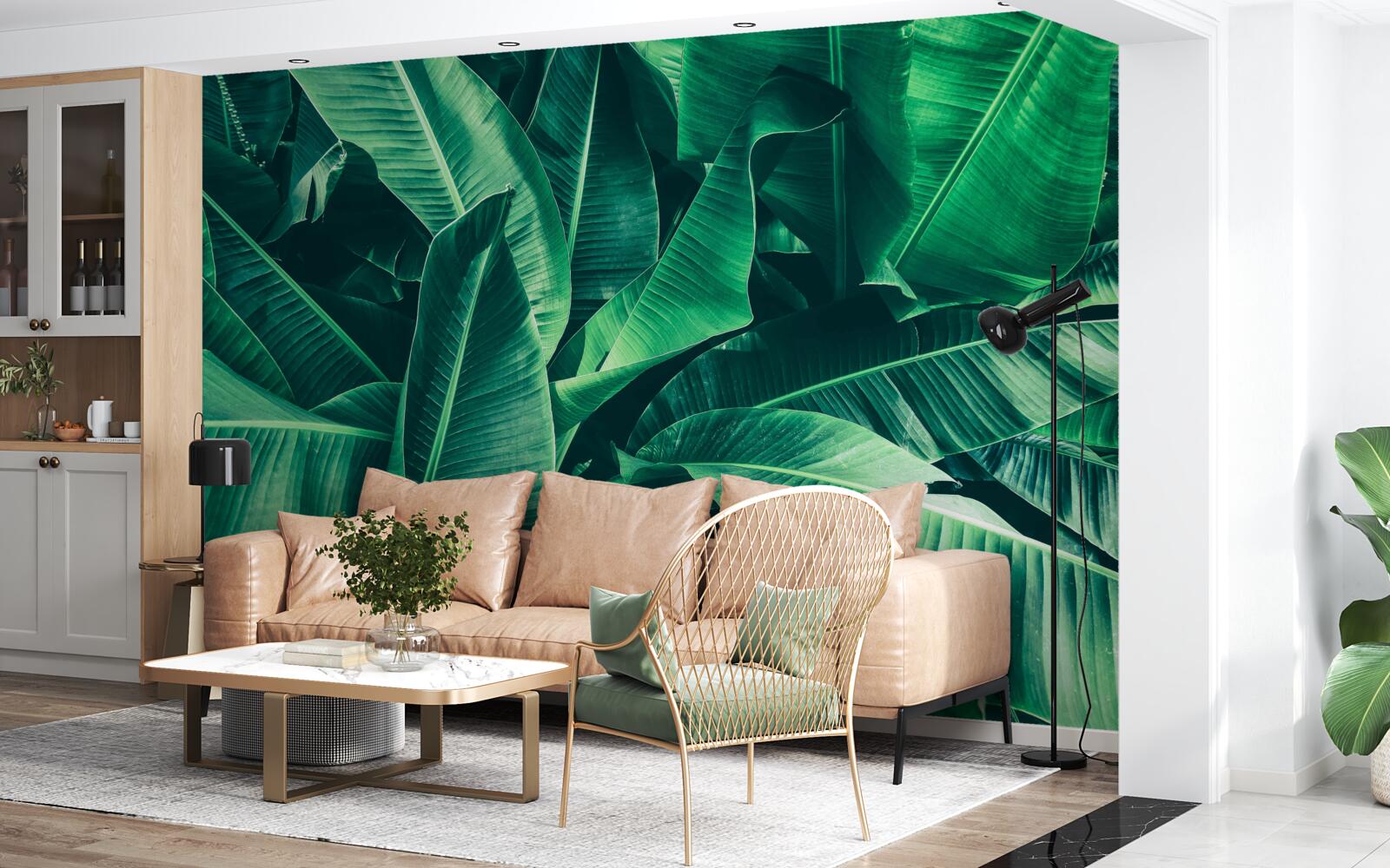 Фотошпалери тропічна рослинність зі смарагдовим відтінком