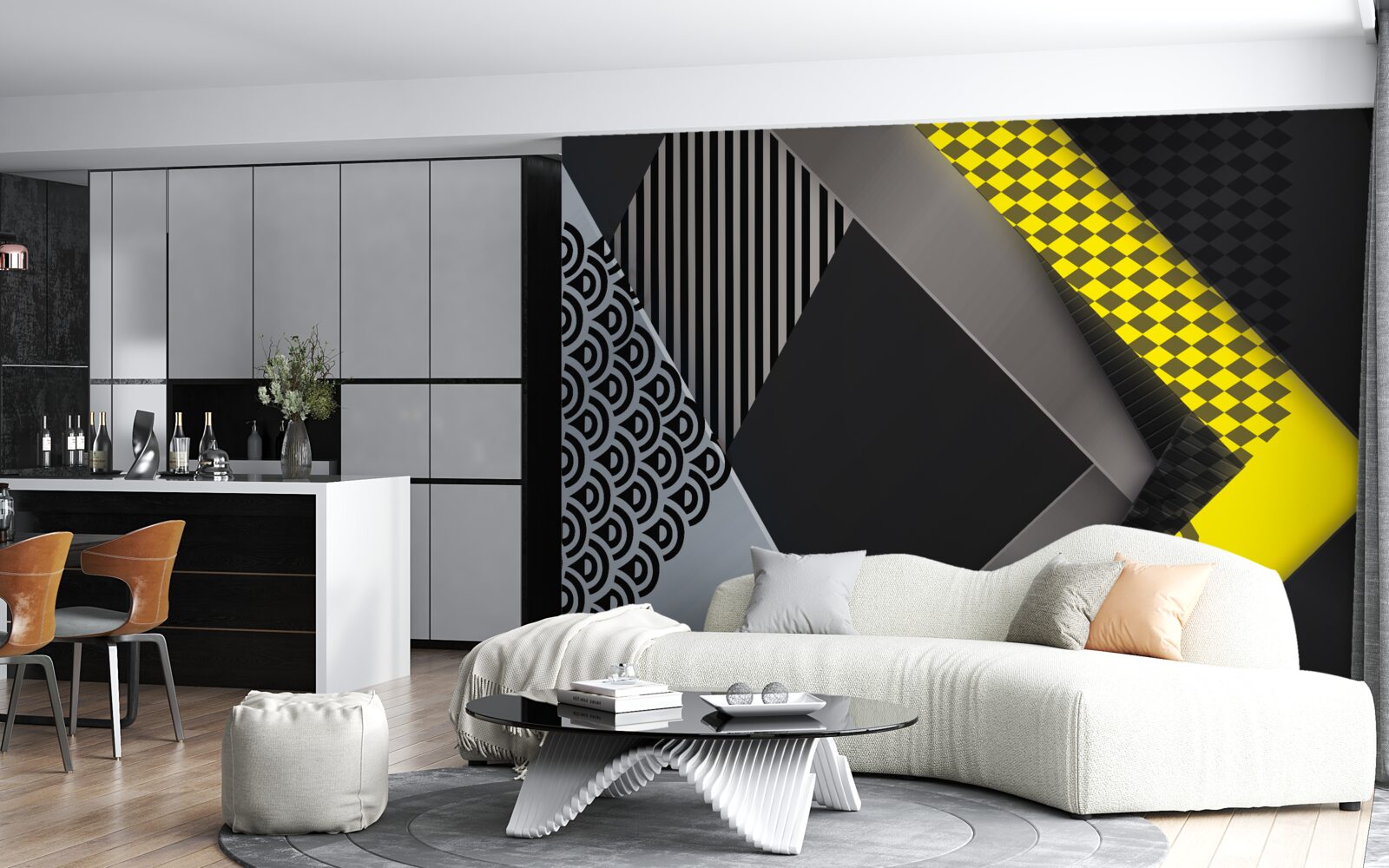 Фотошпалери прямокутники чорного та жовтого кольорів