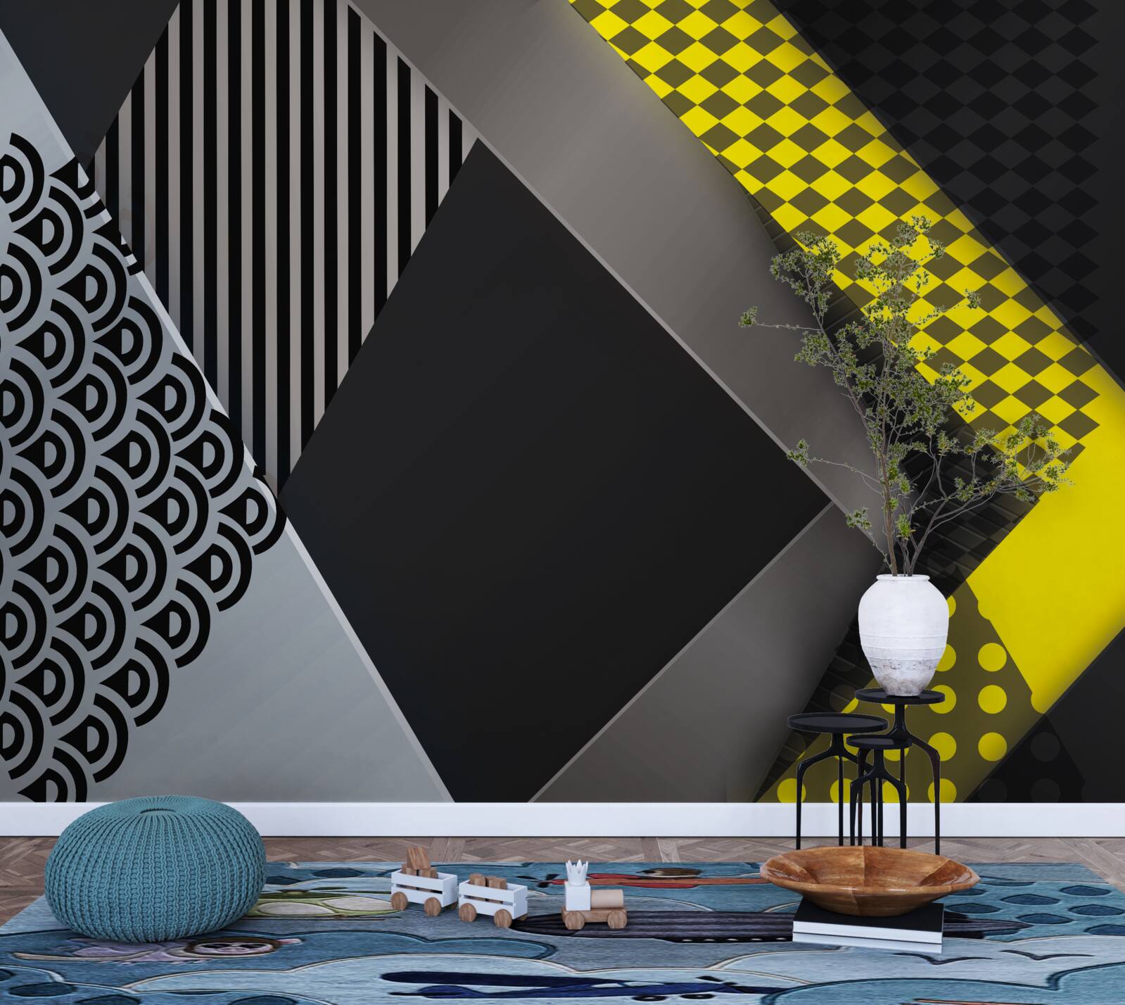 Фотошпалери прямокутники чорного та жовтого кольорів