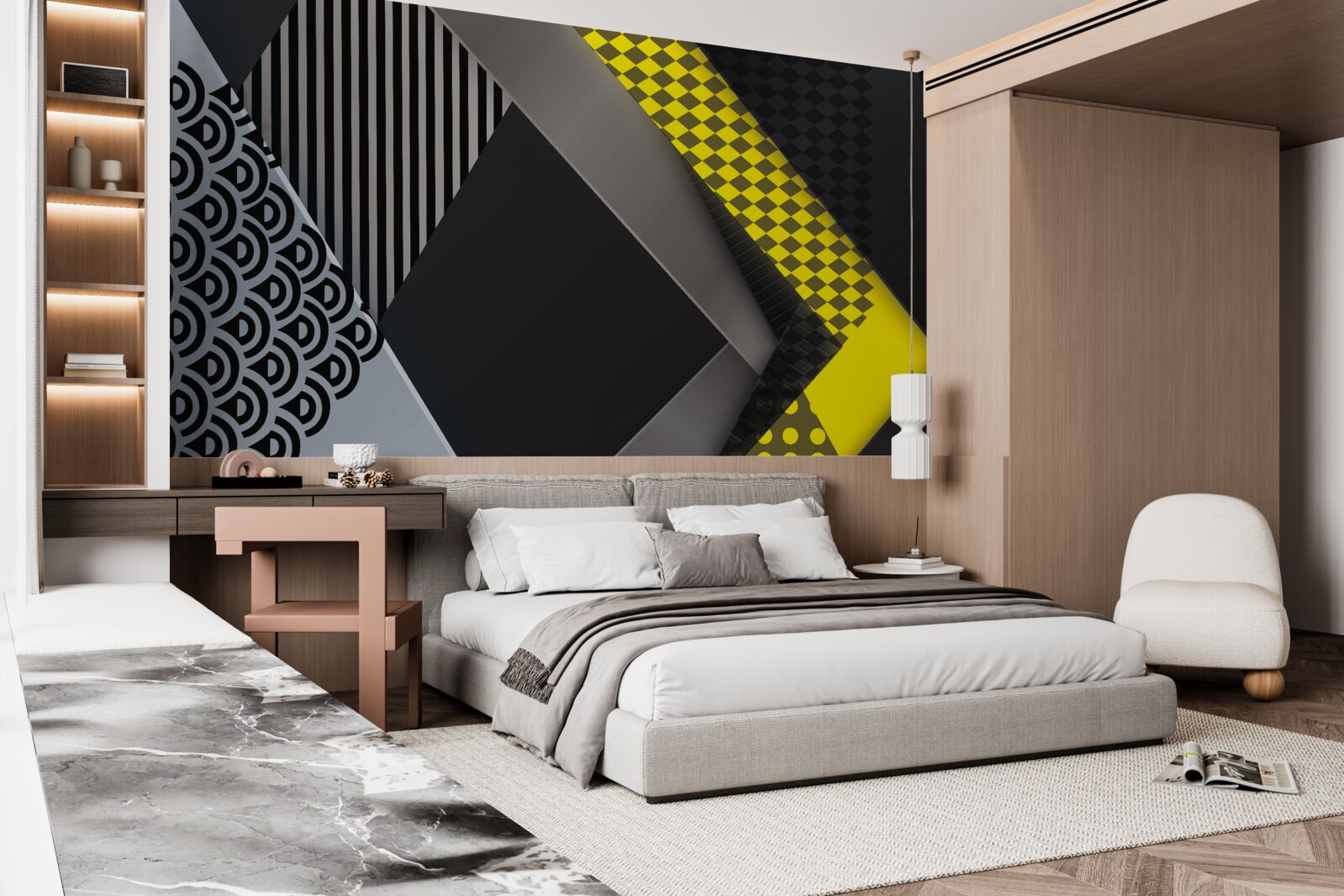 Фотошпалери прямокутники чорного та жовтого кольорів