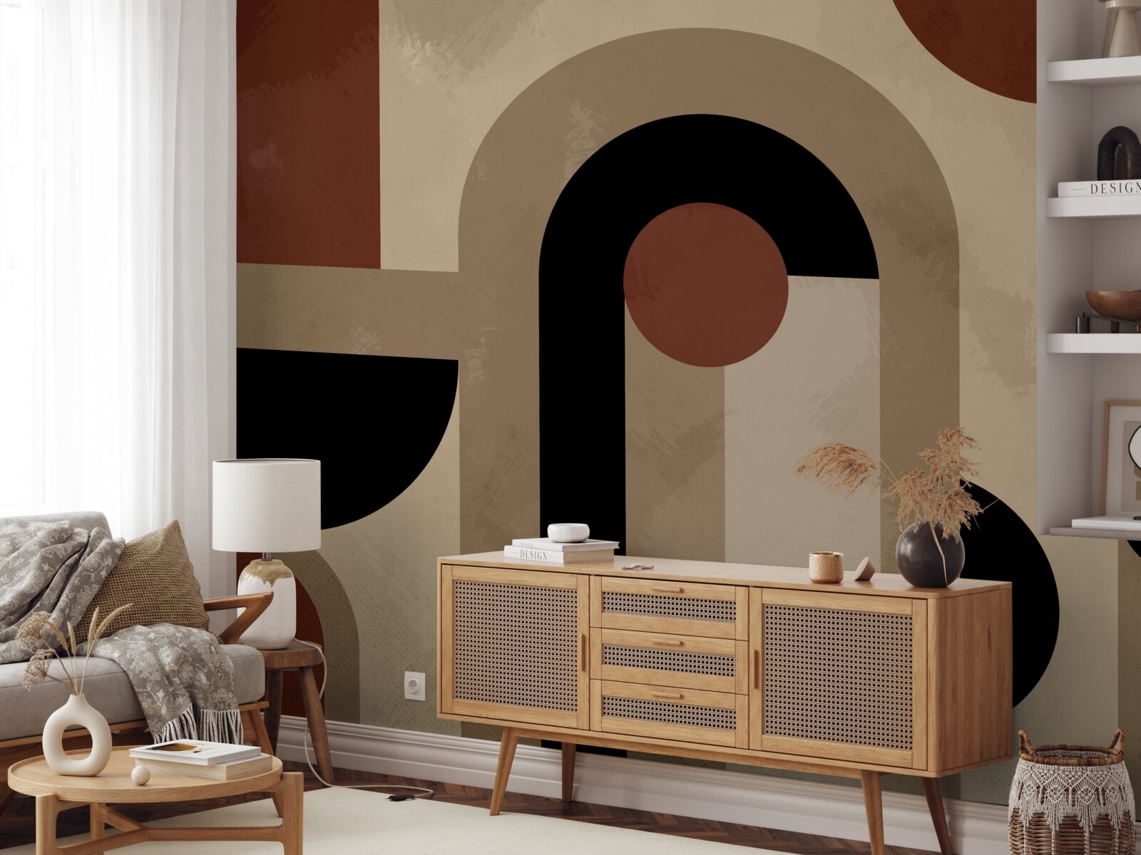 Фотошпалери коричневі відтінки абстрактних форм