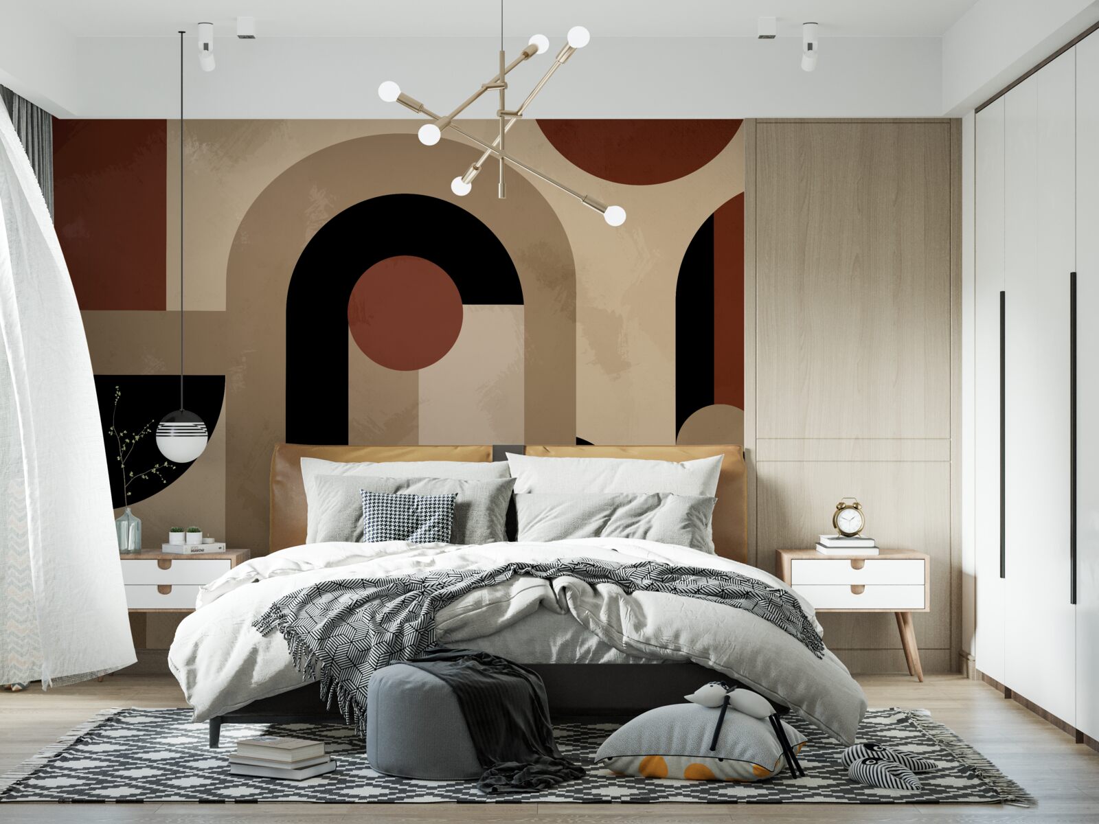 Фотошпалери коричневі відтінки абстрактних форм