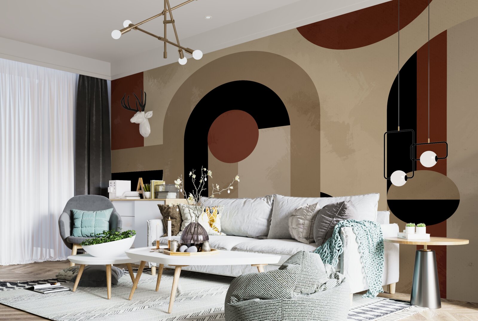 Фотошпалери коричневі відтінки абстрактних форм