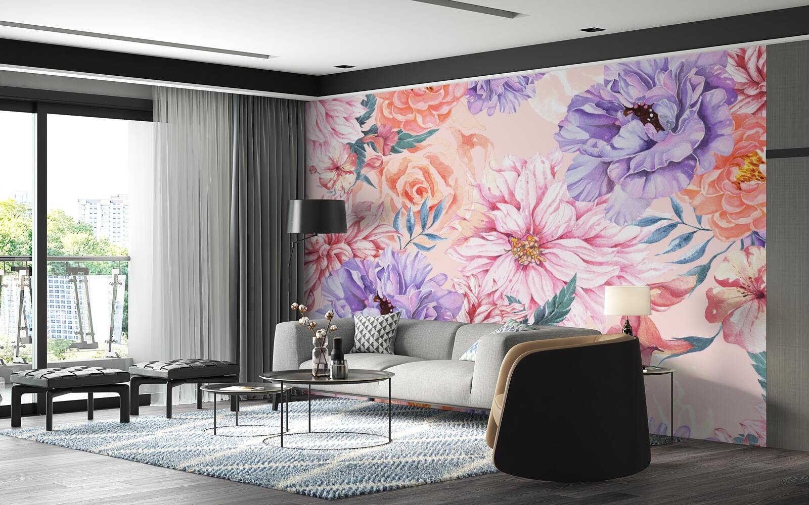 Фотошпалери асортимент яскравих весняних квітів