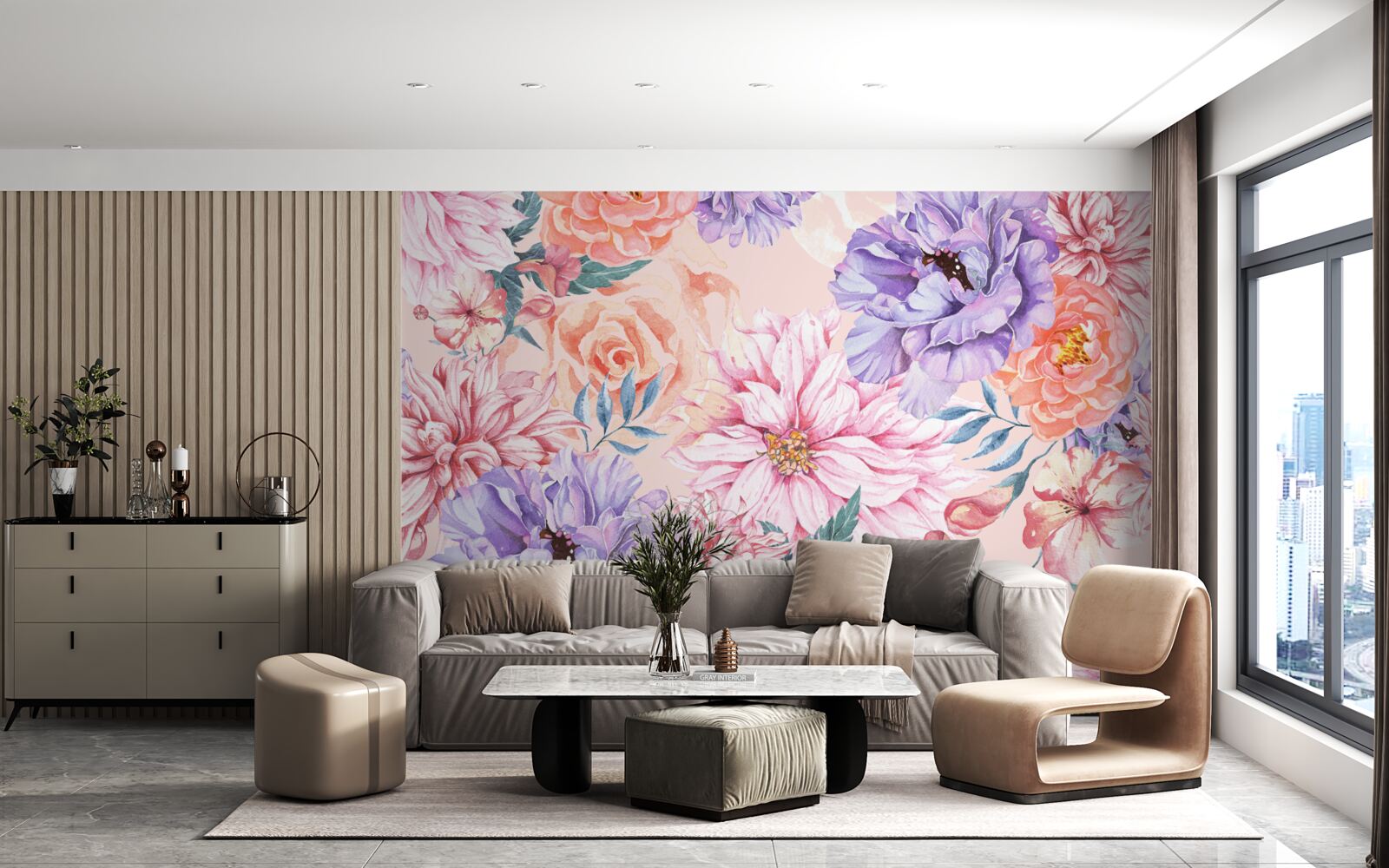 Фотошпалери асортимент яскравих весняних квітів