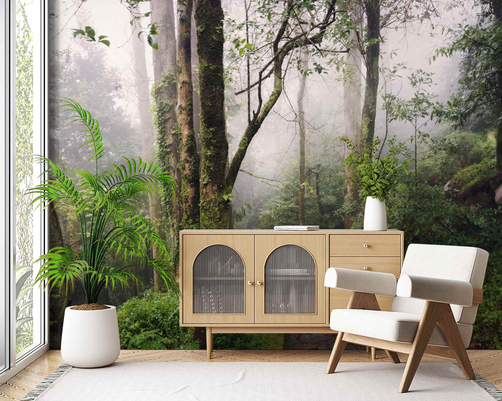 Фотошпалери Стежка через зелений лежачий ліс