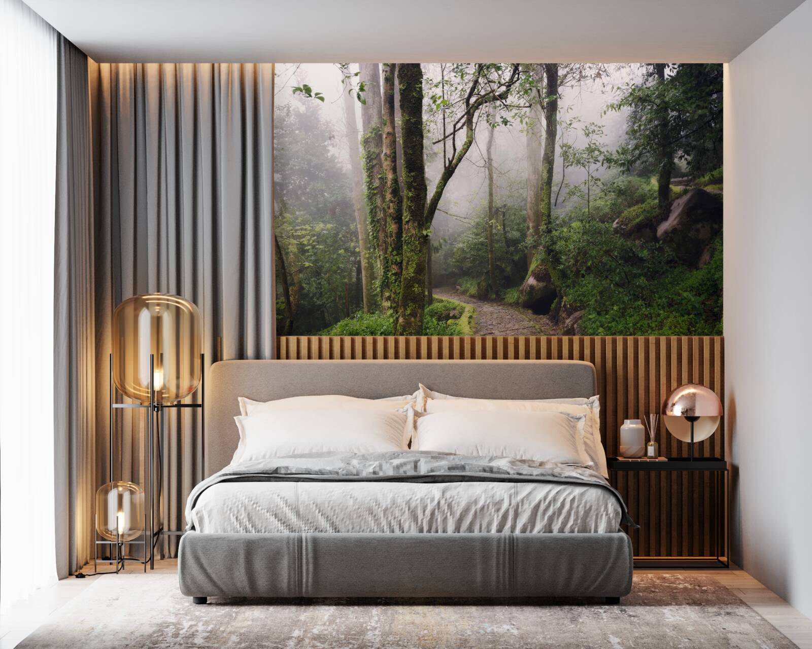 Фотошпалери Стежка через зелений лежачий ліс