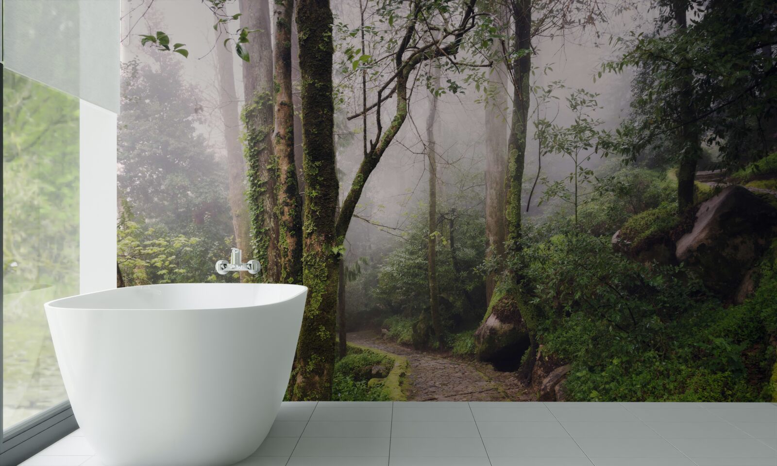 Фотошпалери Стежка через зелений лежачий ліс