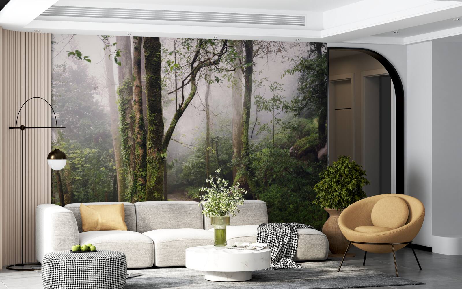 Фотошпалери Стежка через зелений лежачий ліс