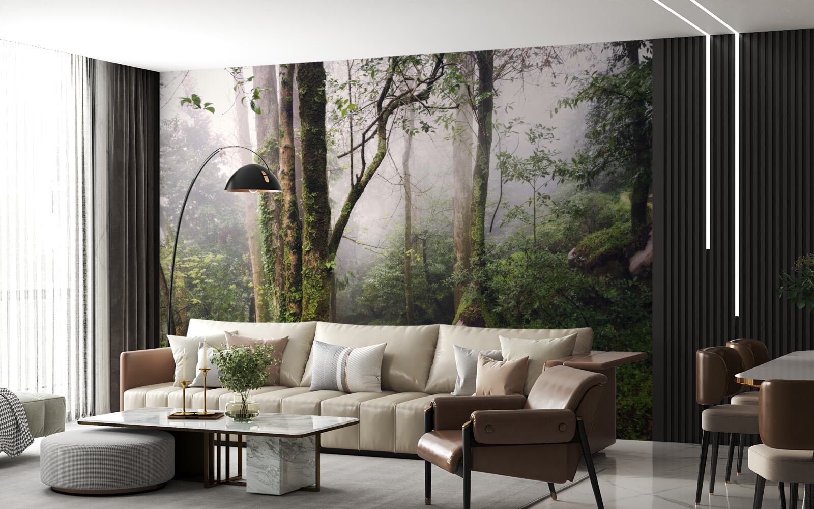 Фотошпалери Стежка через зелений лежачий ліс