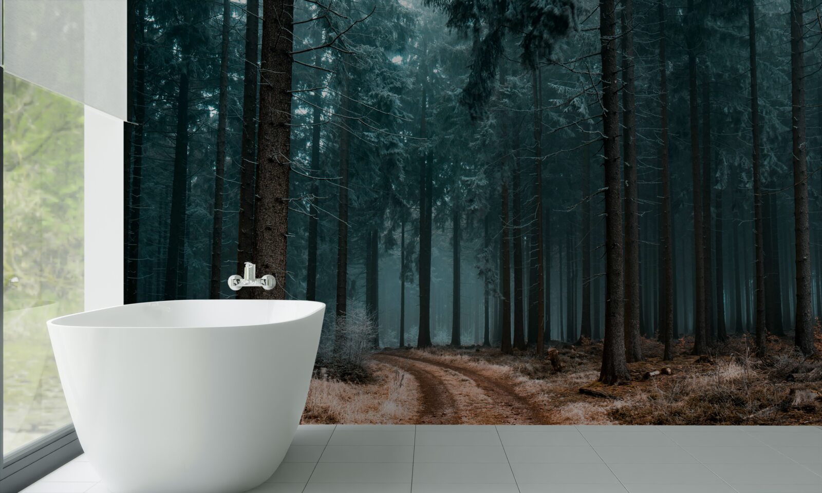 Фотошпалери цінна стежка в густий туманний ліс