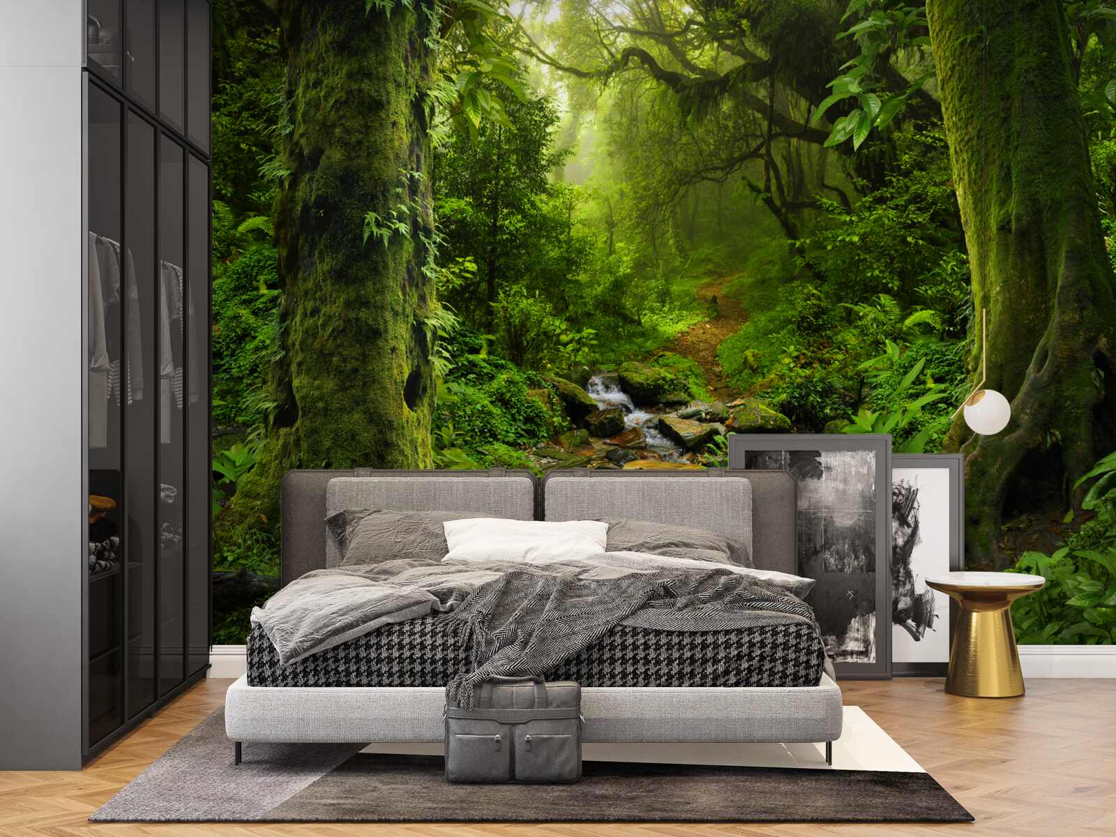 Фотошпалери Світанок над водоспадом посеред лісу