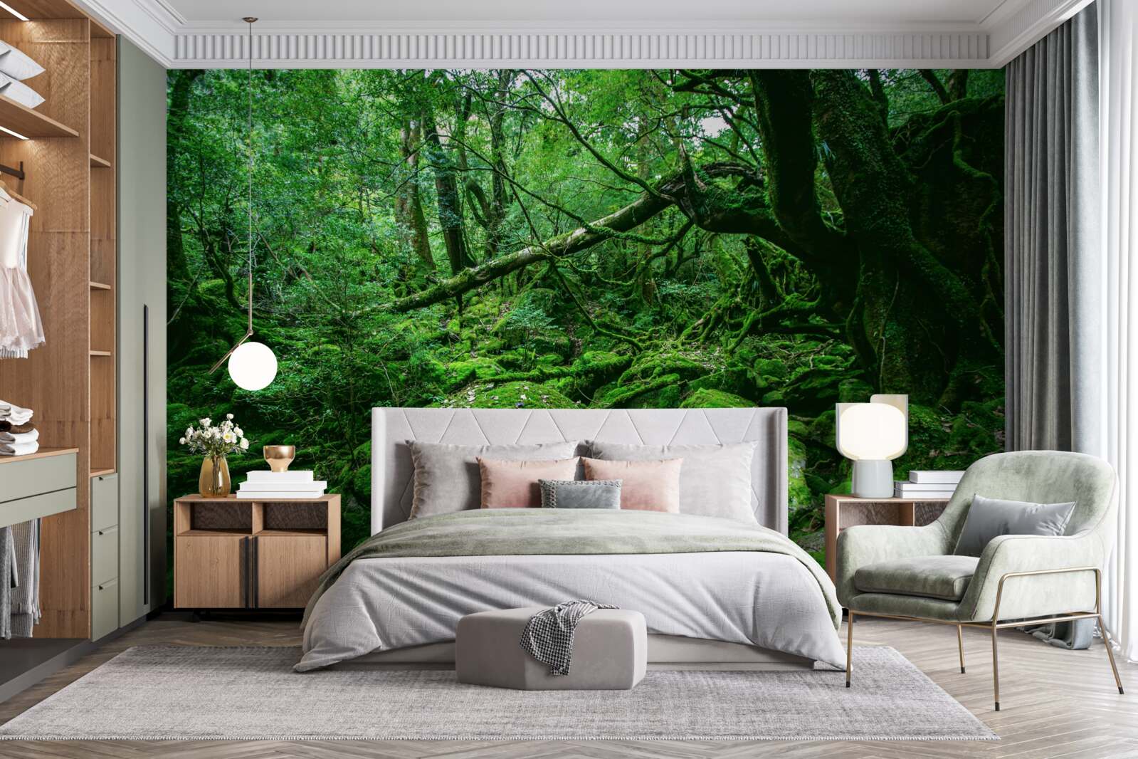 Фотошпалери ліс, рясно зелений, без сонячного світла