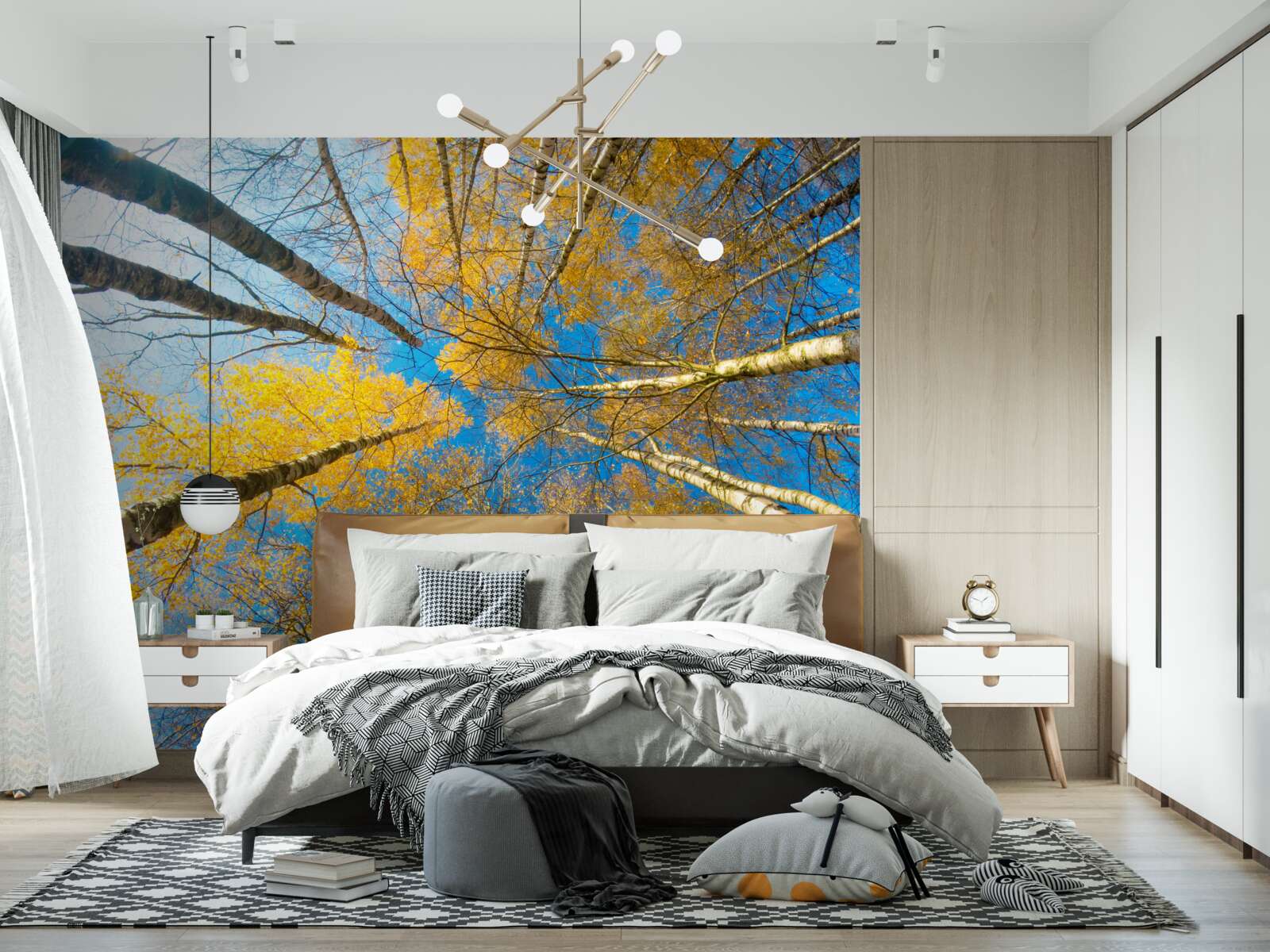 Фотошпалери верхівки високих дерев пофарбовані в жовтий колір