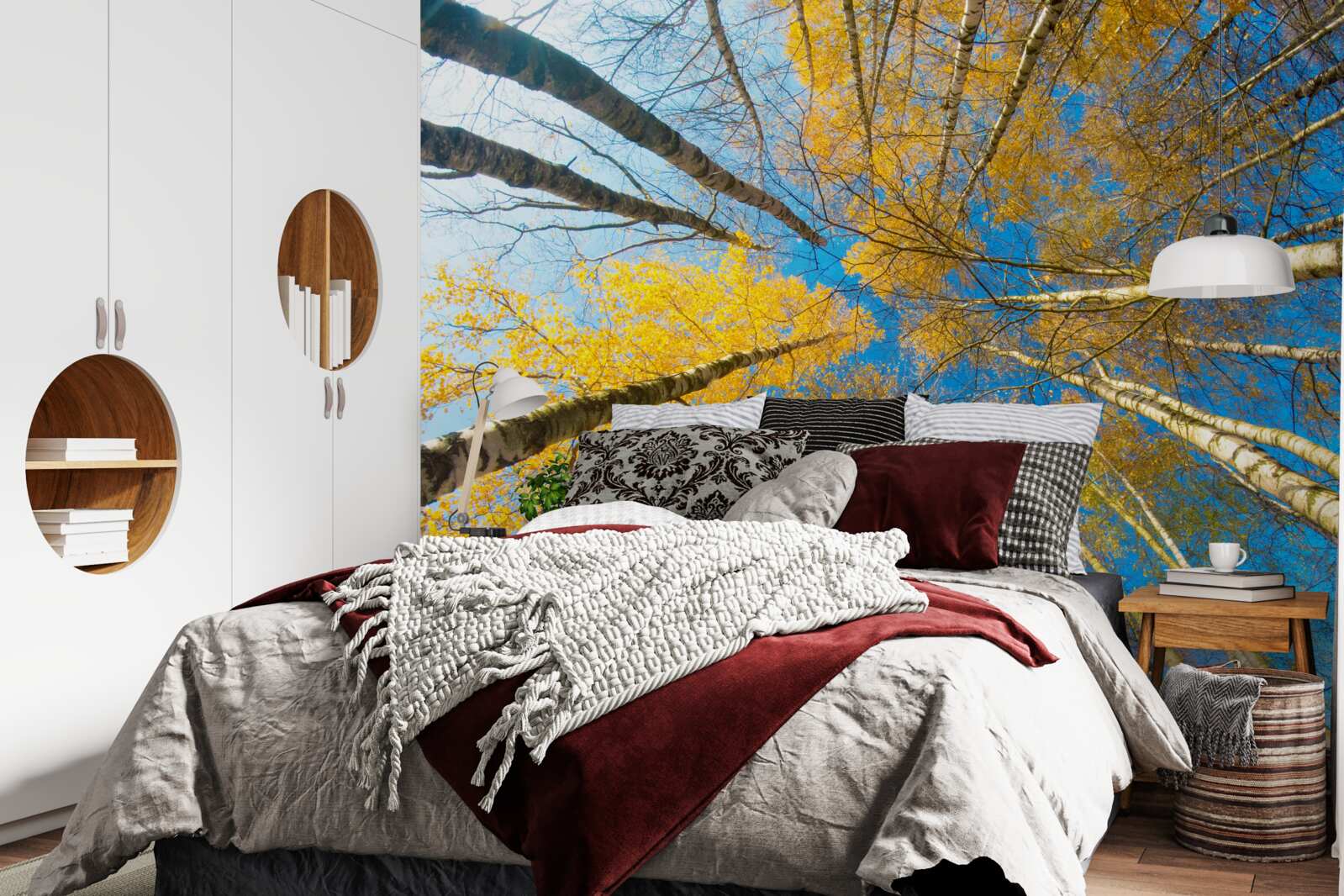 Фотошпалери верхівки високих дерев пофарбовані в жовтий колір