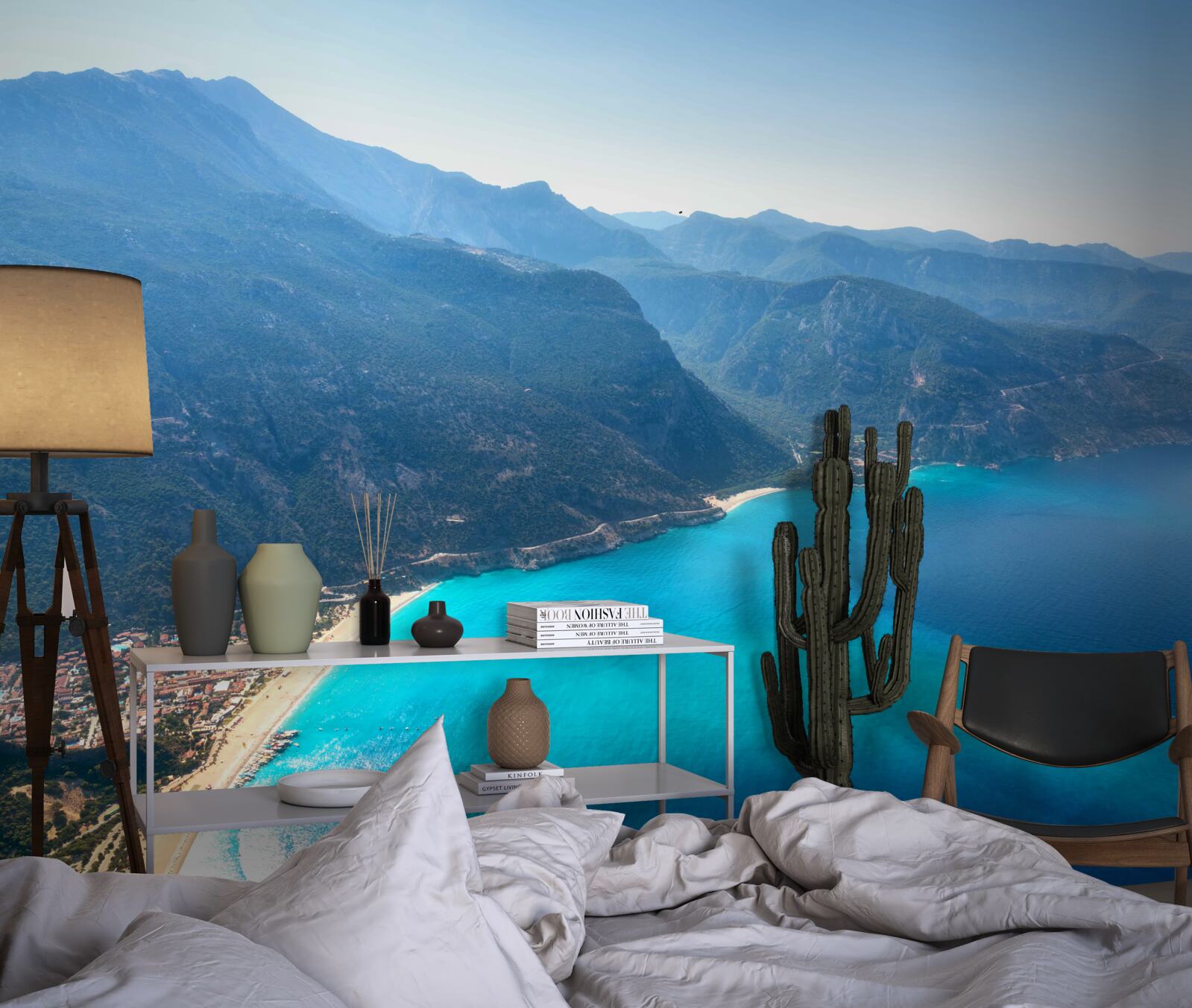 Фотошпалери берегова лінія гірськолижного курорту блакитного кольору