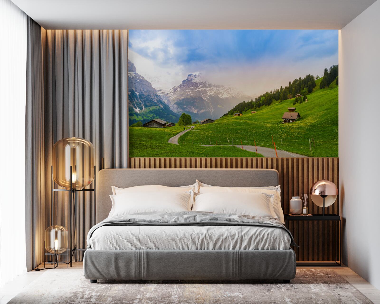 Фотошпалери Шлях через зелені льодовики до гір