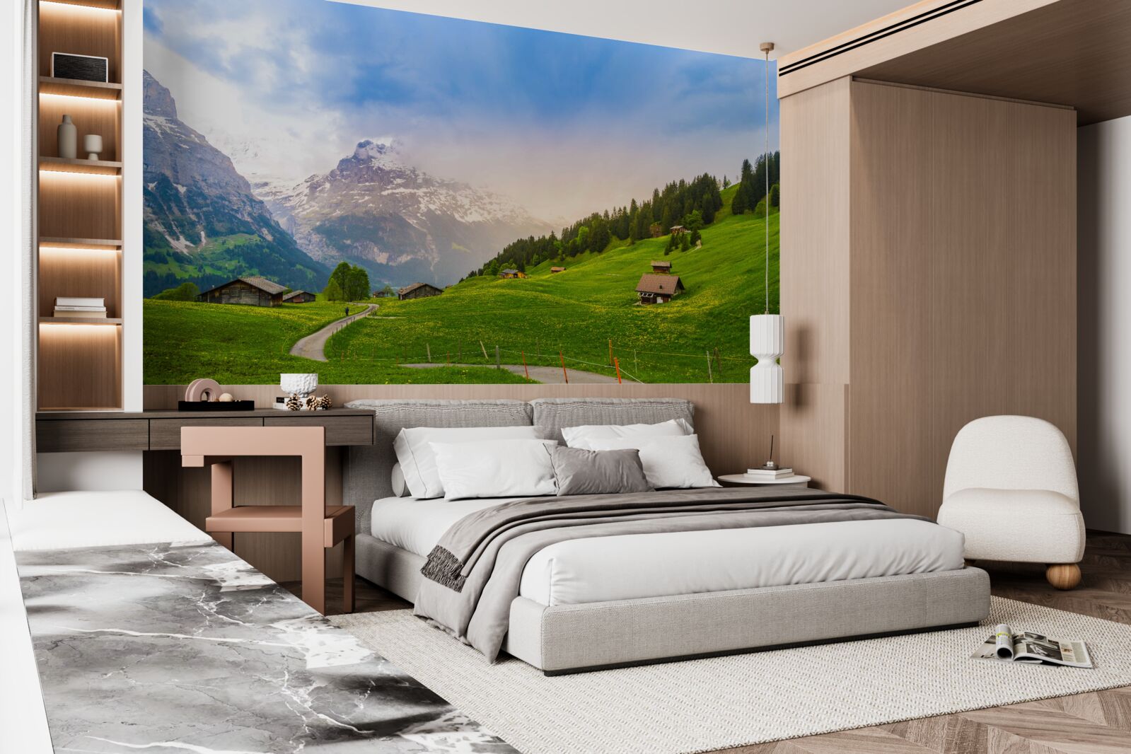 Фотошпалери Шлях через зелені льодовики до гір