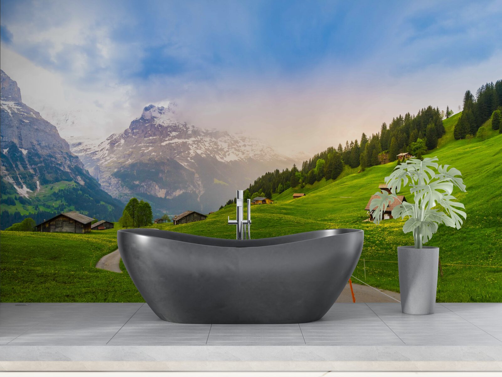 Фотошпалери Шлях через зелені льодовики до гір