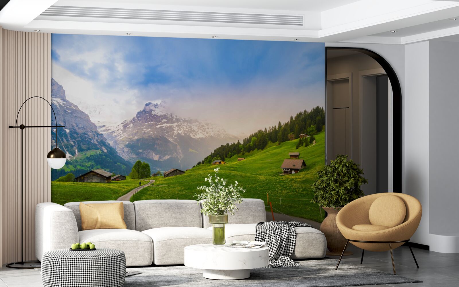 Фотошпалери Шлях через зелені льодовики до гір