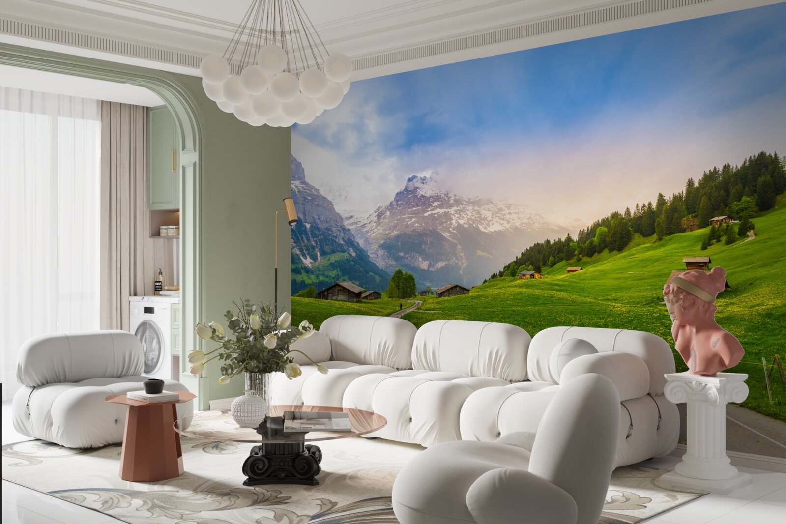 Фотошпалери Шлях через зелені льодовики до гір