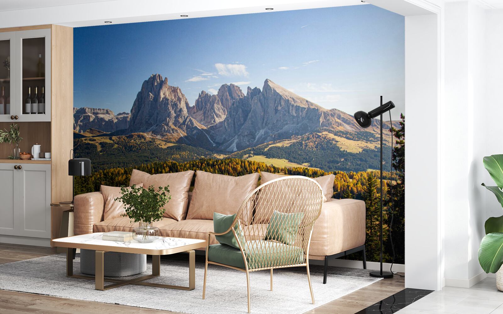 Фотошпалери густий ліс і вражаючі гори Лангкофель