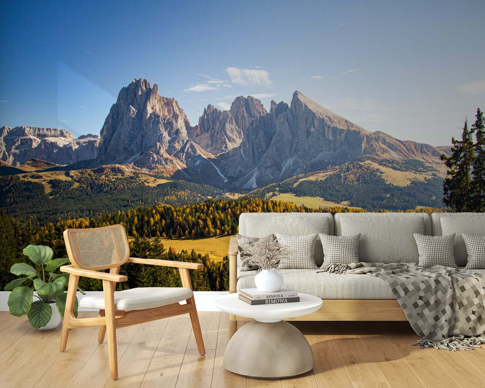 Фотошпалери густий ліс і вражаючі гори Лангкофель