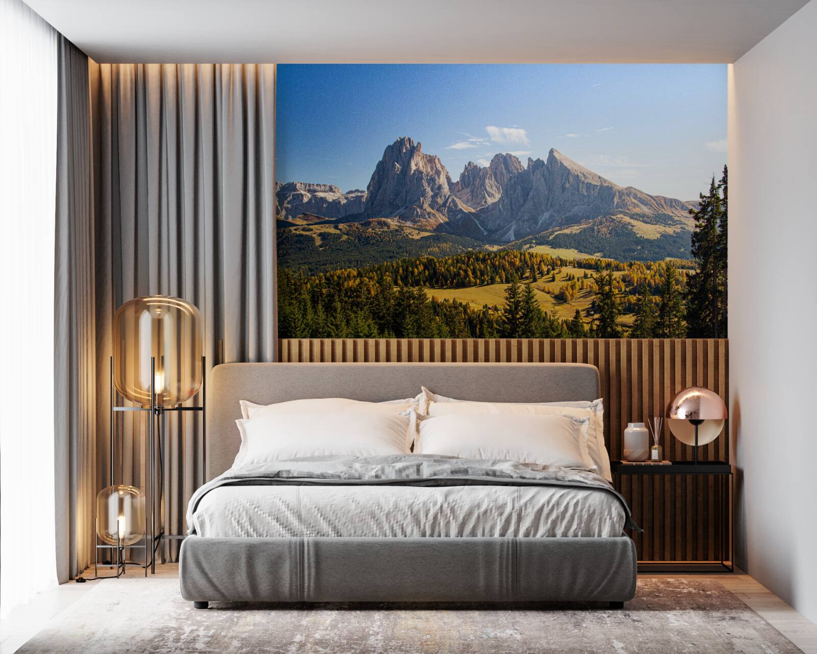 Фотошпалери густий ліс і вражаючі гори Лангкофель