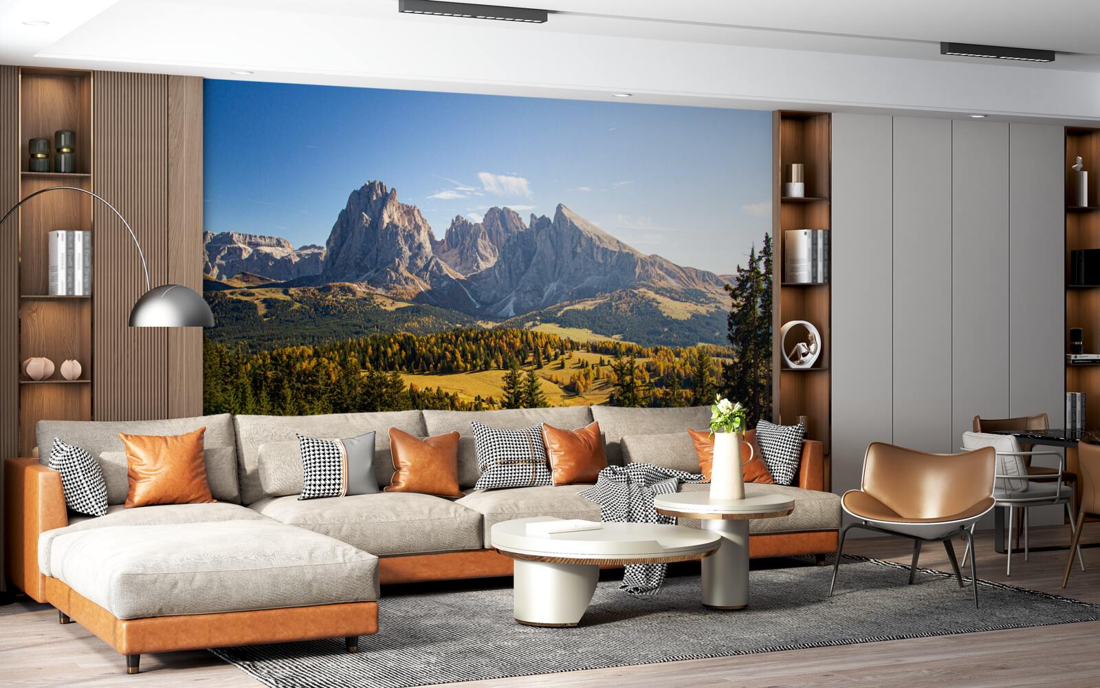 Фотошпалери густий ліс і вражаючі гори Лангкофель