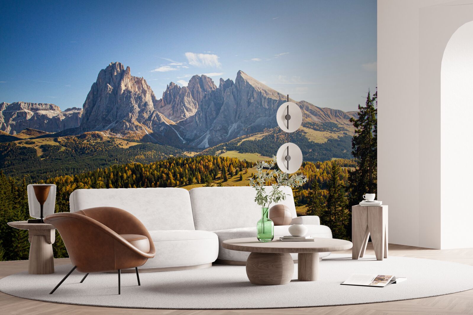 Фотошпалери густий ліс і вражаючі гори Лангкофель