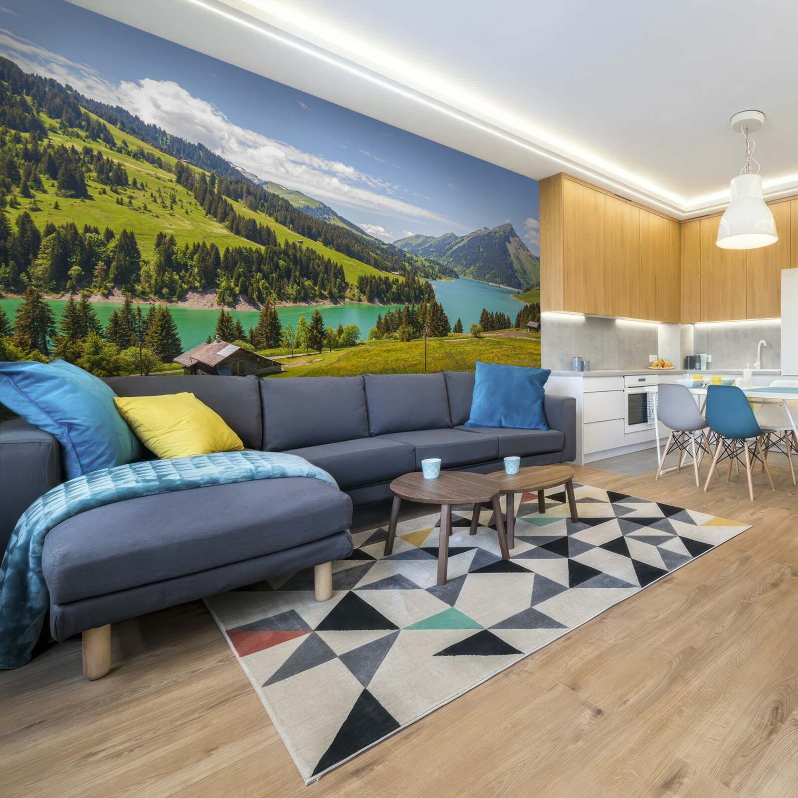 Фотошпалери озеро Онгрен з блакитними водами в горах