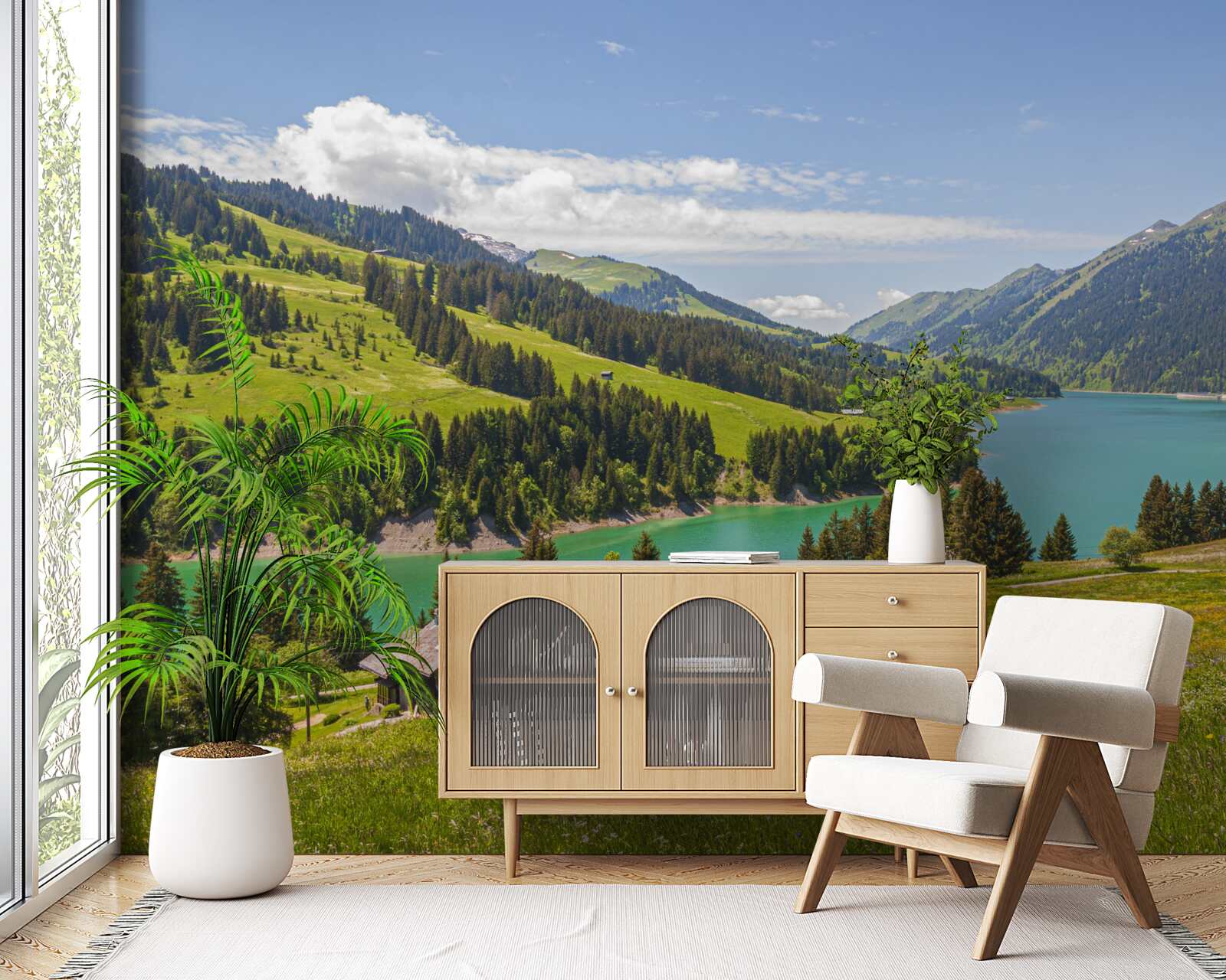 Фотошпалери озеро Онгрен з блакитними водами в горах