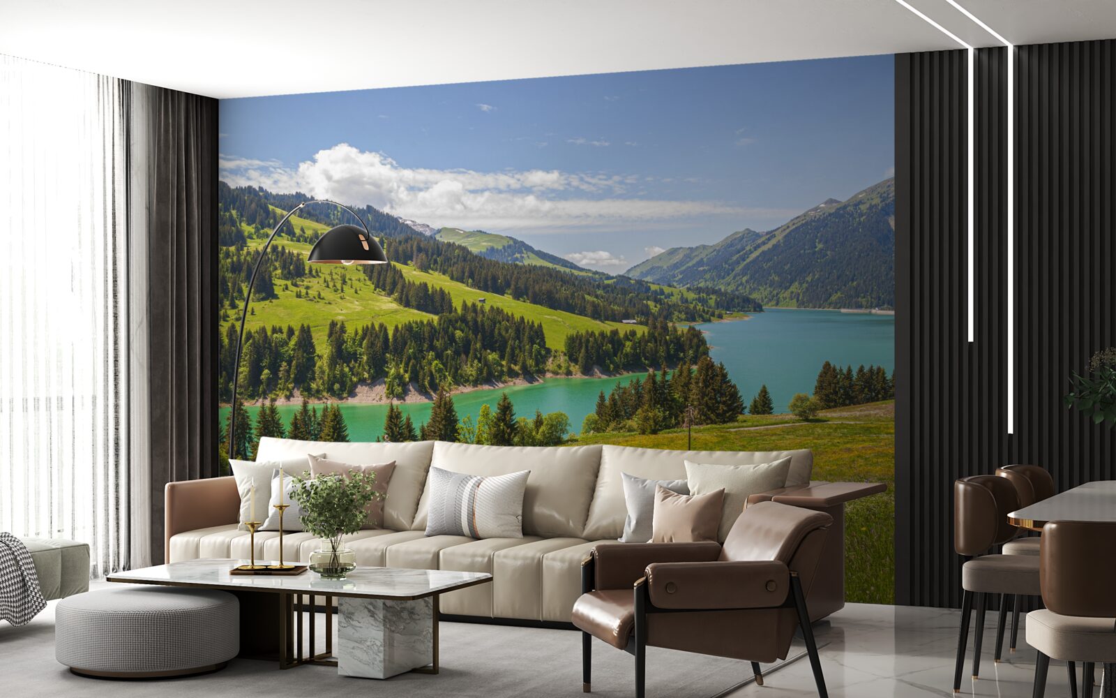 Фотошпалери озеро Онгрен з блакитними водами в горах