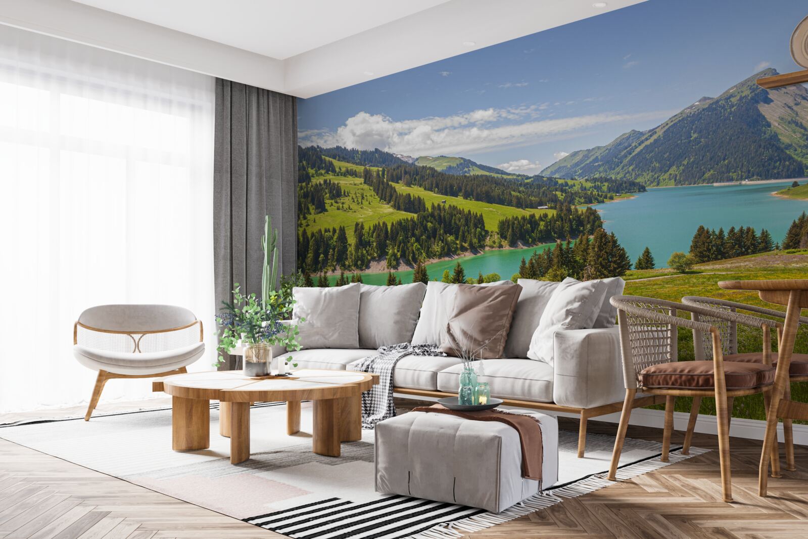 Фотошпалери озеро Онгрен з блакитними водами в горах